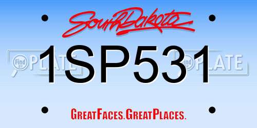 1SP531 South Dakota License Plate