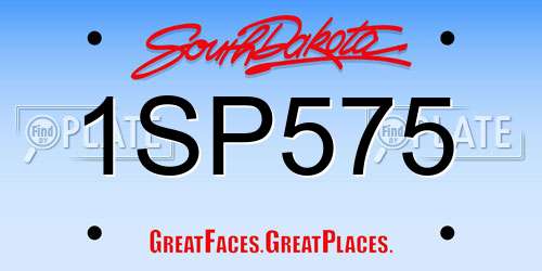 1SP575 South Dakota License Plate
