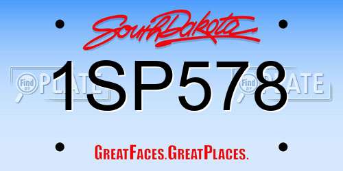 1SP578 South Dakota License Plate