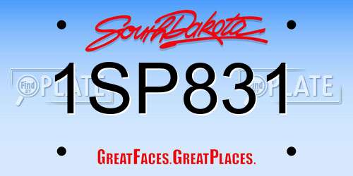 1SP831 South Dakota License Plate