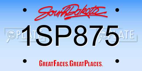 1SP875 South Dakota License Plate