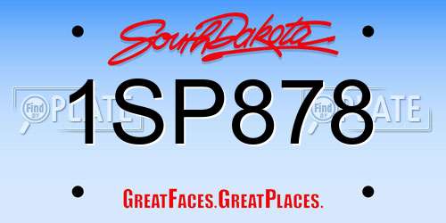 1SP878 South Dakota License Plate