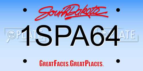 1SPA64 South Dakota License Plate