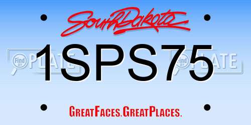 1SPS75 South Dakota License Plate
