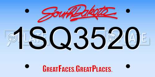 1SQ3520 South Dakota License Plate