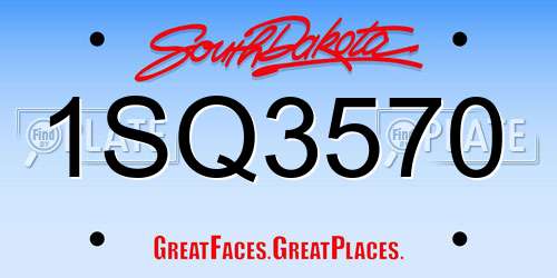 1SQ3570 South Dakota License Plate