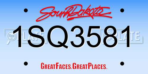 1SQ3581 South Dakota License Plate