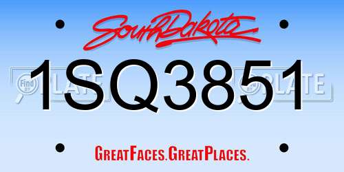1SQ3851 South Dakota License Plate