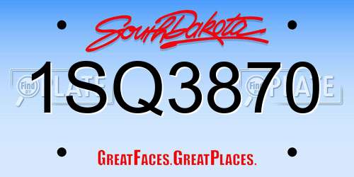 1SQ3870 South Dakota License Plate
