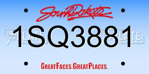 1SQ3881 South Dakota License Plate