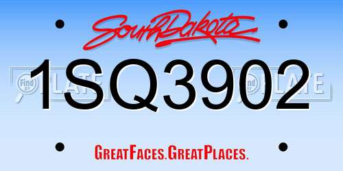 1SQ3902 South Dakota License Plate
