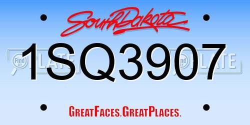 1SQ3907 South Dakota License Plate
