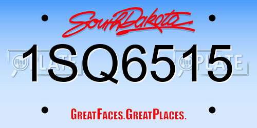 1SQ6515 South Dakota License Plate
