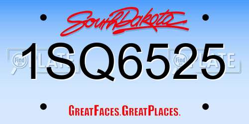 1SQ6525 South Dakota License Plate