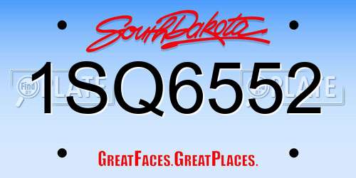 1SQ6552 South Dakota License Plate