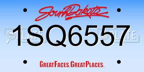 1SQ6557 South Dakota License Plate