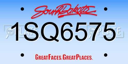 1SQ6575 South Dakota License Plate