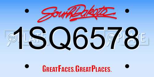 1SQ6578 South Dakota License Plate