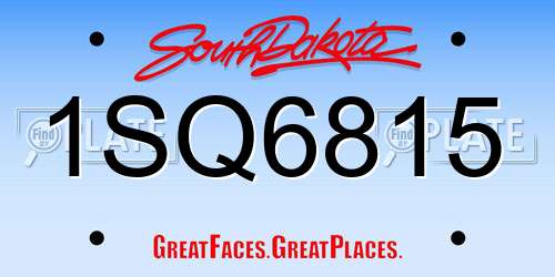 1SQ6815 South Dakota License Plate