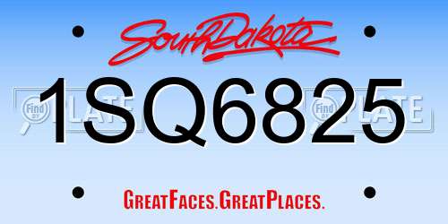 1SQ6825 South Dakota License Plate