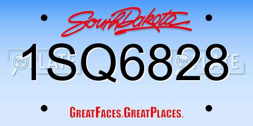 1SQ6828 South Dakota License Plate