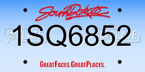 1SQ6852 South Dakota License Plate