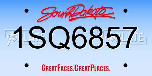 1SQ6857 South Dakota License Plate