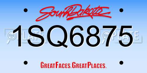 1SQ6875 South Dakota License Plate