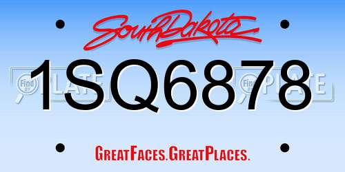 1SQ6878 South Dakota License Plate