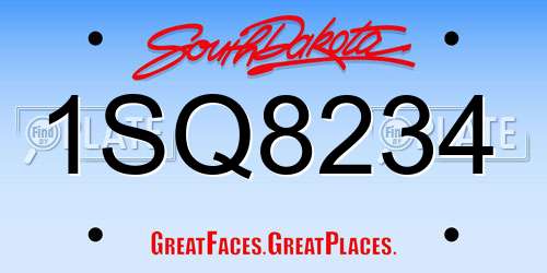 1SQ8234 South Dakota License Plate