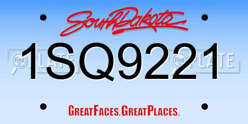 1SQ9221 South Dakota License Plate