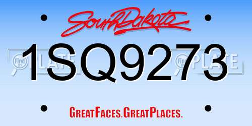 1SQ9273 South Dakota License Plate