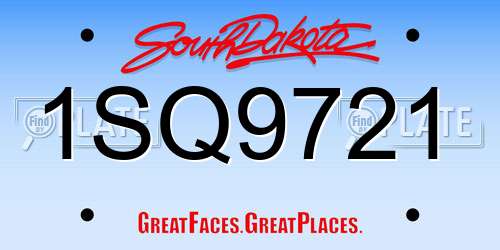 1SQ9721 South Dakota License Plate