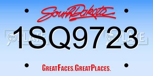 1SQ9723 South Dakota License Plate