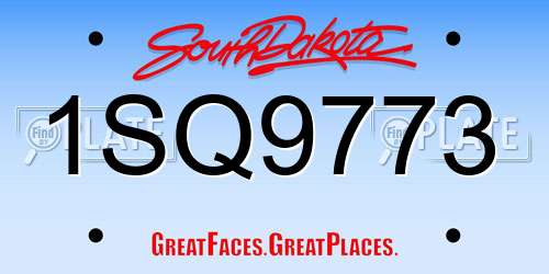 1SQ9773 South Dakota License Plate
