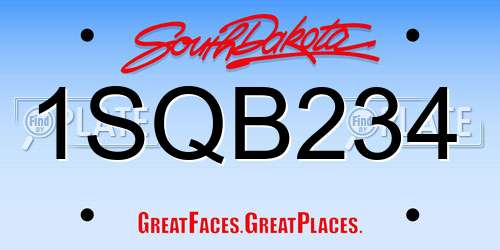 1SQB234 South Dakota License Plate