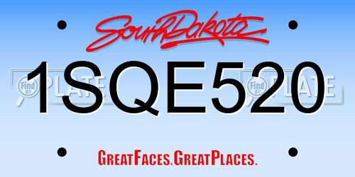 1SQE520 South Dakota License Plate