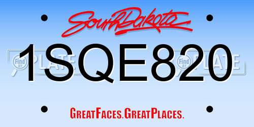 1SQE820 South Dakota License Plate