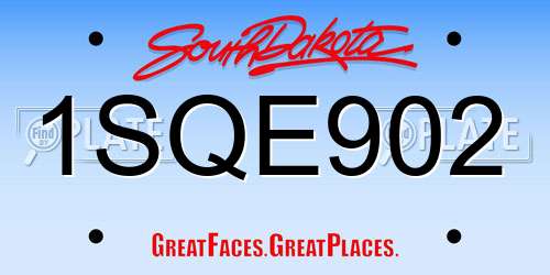 1SQE902 South Dakota License Plate
