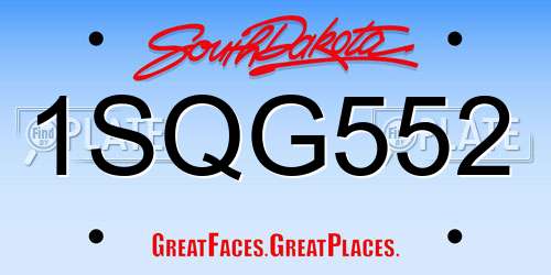 1SQG552 South Dakota License Plate