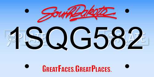 1SQG582 South Dakota License Plate