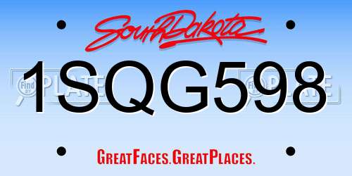 1SQG598 South Dakota License Plate
