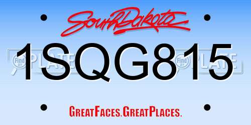 1SQG815 South Dakota License Plate