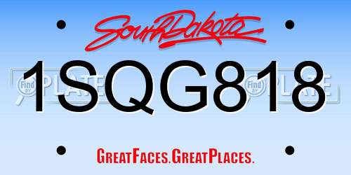 1SQG818 South Dakota License Plate