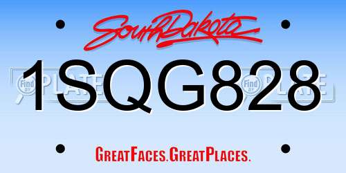 1SQG828 South Dakota License Plate