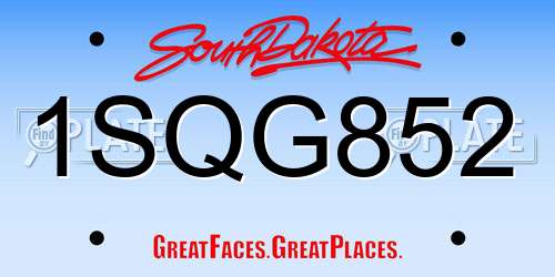 1SQG852 South Dakota License Plate