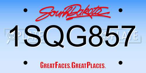 1SQG857 South Dakota License Plate