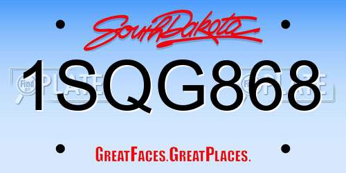 1SQG868 South Dakota License Plate