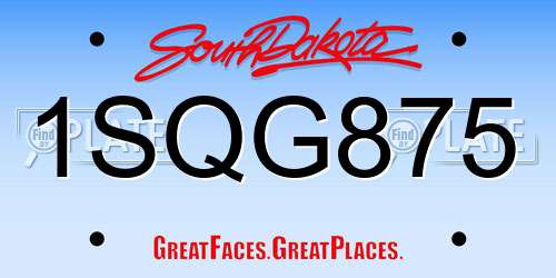 1SQG875 South Dakota License Plate