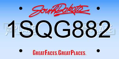 1SQG882 South Dakota License Plate